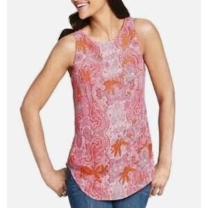 Cabi Jubilee Sleeveless Blouse Sz M Tank Top Pink Paisley Back Zipper # 127
